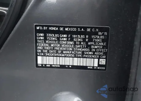 2016 Honda Fit Lx from USA, damaged, VIN 3HGGK5H59GM700856
